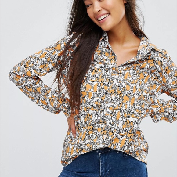 ASOS Vila Vila Animal Print Blouse - Picture 1 of 8